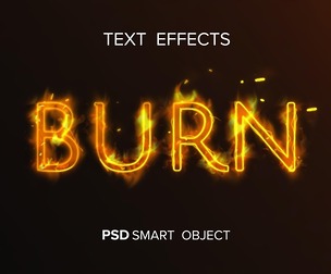 Burn PSD Fully Editable Text Effect. Layer Style PSD Mockup Template