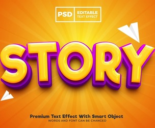 Cartoon Story PSD Fully Editable Text Effect. Layer Style PSD Mockup Template