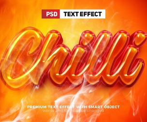Chilli PSD Fully Editable Text Effect. Layer Style PSD Mockup Template