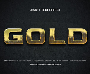 Gold PSD Fully Editable Text Effect. Layer Style PSD Mockup Template