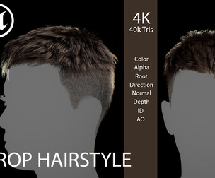 Crop Hairstyle v12 - Game-Ready Real-Time Hair