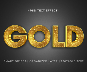 Gold PSD Fully Editable Text Effect. Layer Style PSD Mockup Template