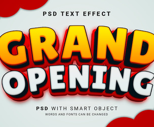 Grand Opening 2 PSD Fully Editable Text Effect. Layer Style PSD Mockup Template