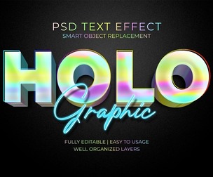 Holo PSD Fully Editable Text Effect. Layer Style PSD Mockup Template