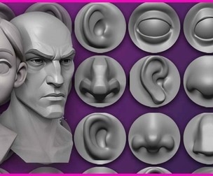 Stylized Facial Features VDM Brushes – 51 Brushes for ZBrush & Blender