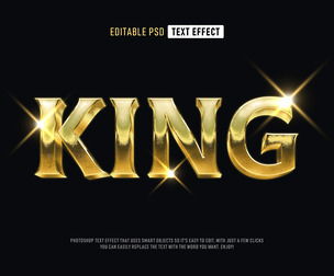 King PSD Fully Editable Text Effect. Layer Style PSD Mockup Template