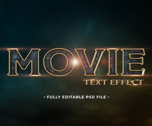Movie PSD Fully Editable Text Effect. Layer Style PSD Mockup Template