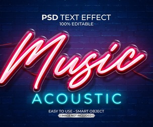 MUSIC ACOUSTIC PSD Fully Editable Text Effect. Layer Style PSD Mockup Template