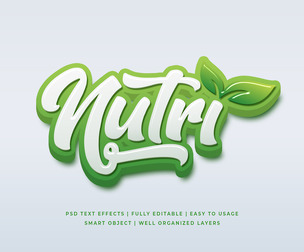 Nutri PSD Fully Editable Text Effect. Layer Style PSD Mockup Template