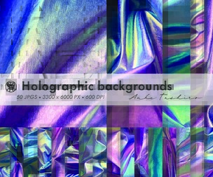 Holographic Drape Backgrounds Set JPG 300 DPI Printable Craft Paper Instant Download