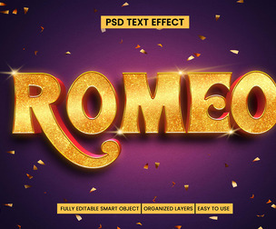 Romeo PSD Fully Editable Text Effect. Layer Style PSD Mockup Template