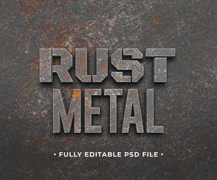 Rust Metal PSD Fully Editable Text Effect. Layer Style PSD Mockup Template