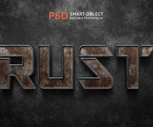 RUST PSD Fully Editable Text Effect. Layer Style PSD Mockup Template