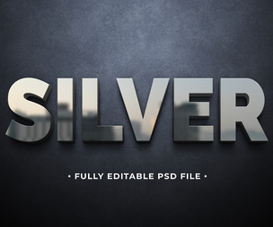 Silver PSD Fully Editable Text Effect. Layer Style PSD Mockup Template