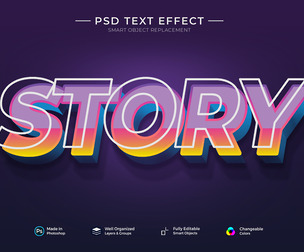 Story PSD Fully Editable Text Effect. Layer Style PSD Mockup Template