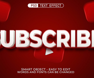 Subscribe PSD Fully Editable Text Effect. Layer Style PSD Mockup Template