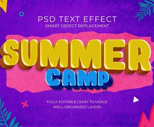 SUMMER CAMP PSD Fully Editable Text Effect. Layer Style PSD Mockup Template