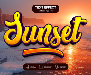 Sunset PSD Fully Editable Text Effect. Layer Style PSD Mockup Template
