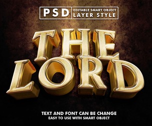 The Lord PSD Fully Editable Text Effect. Layer Style PSD Mockup Template