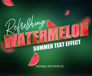 Watermelon PSD Fully Editable Text Effect. Layer Style PSD Mockup Template