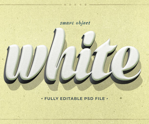 White PSD Fully Editable Text Effect. Layer Style PSD Mockup Template