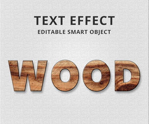 Wood PSD Fully Editable Text Effect. Layer Style PSD Mockup Template