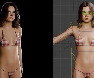 Nadia Plaid Swimwear - Rigged 3D Model Character