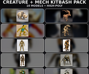 Cinematic Creature + Mech Kitbash Pack (High-Poly 3D Models)