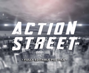Action Street PSD Fully Editable Text Effect. Layer Style PSD Mockup Template