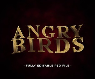 Angry Birds PSD Fully Editable Text Effect. Layer Style PSD Mockup Template