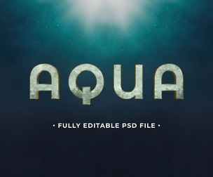 Aqua PSD Fully Editable Text Effect. Layer Style PSD Mockup Template