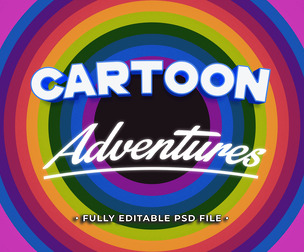 Cartoon Adventure PSD Fully Editable Text Effect. Layer Style PSD Mockup Template