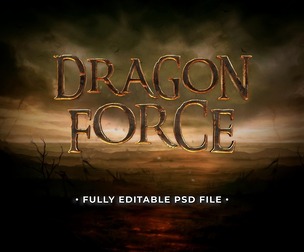 Dragon Force PSD Fully Editable Text Effect. Layer Style PSD Mockup Template