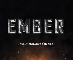 Ember PSD Fully Editable Text Effect. Layer Style PSD Mockup Template