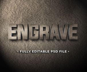 Engrave PSD Fully Editable Text Effect. Layer Style PSD Mockup Template