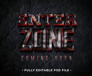 Enter Zone PSD Fully Editable Text Effect. Layer Style PSD Mockup Template