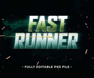 Fast Runner PSD Fully Editable Text Effect. Layer Style PSD Mockup Template