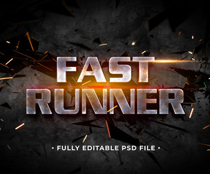 Fast Runner PSD Fully Editable Text Effect. Layer Style PSD Mockup Template
