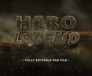 Hero Legend PSD Fully Editable Text Effect. Layer Style PSD Mockup Template