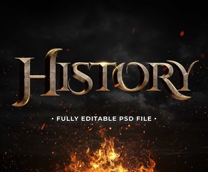 History PSD Fully Editable Text Effect. Layer Style PSD Mockup Template