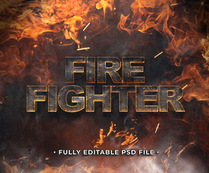 Firefighter PSD Fully Editable Text Effect. Layer Style PSD Mockup Template