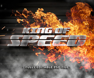 King of Speed PSD Fully Editable Text Effect. Layer Style PSD Mockup Template