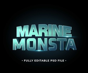 Marine Monsta PSD Fully Editable Text Effect. Layer Style PSD Mockup Template