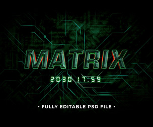 Matrix PSD Fully Editable Text Effect. Layer Style PSD Mockup Template