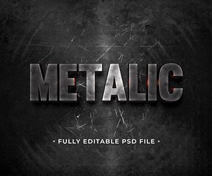Metalic PSD Fully Editable Text Effect. Layer Style PSD Mockup Template
