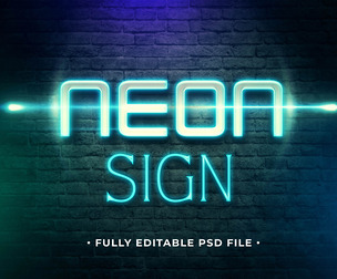 Neon Sign PSD Fully Editable Text Effect. Layer Style PSD Mockup Template