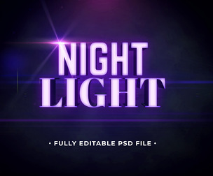 Night Light PSD Fully Editable Text Effect. Layer Style PSD Mockup Template