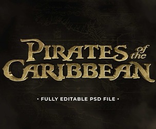 Pirates of the Carabbean PSD Fully Editable Text Effect. Layer Style PSD Mockup Template