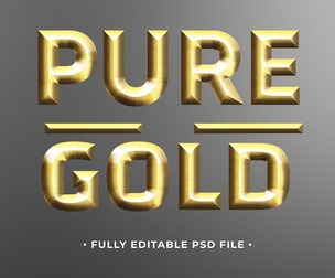 Pure Gold PSD Fully Editable Text Effect. Layer Style PSD Mockup Template
