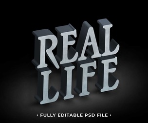 Real Life PSD Fully Editable Text Effect. Layer Style PSD Mockup Template